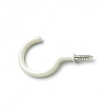 Bulk Hardware BH00042 Plastic Coated Shouldered Mug Cup Hooks, 38 mm (1.1/2 inch) - White, Pack of 20