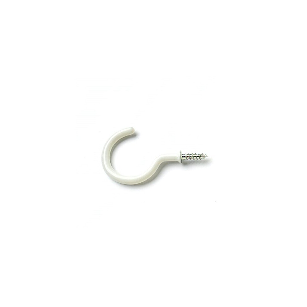 Bulk Hardware BH00042 Plastic Coated Shouldered Mug Cup Hooks, 38 mm (1.1/2 inch) - White, Pack of 20