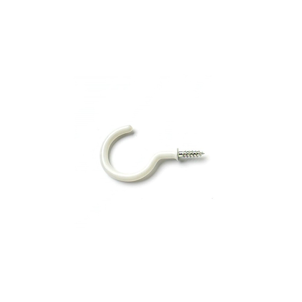 Bulk Hardware Bh00040 Plastic Coated Shouldered Mug Cup Hooks, 25 Mm (1 Inch) - White, Pack Of 25 5013249298966