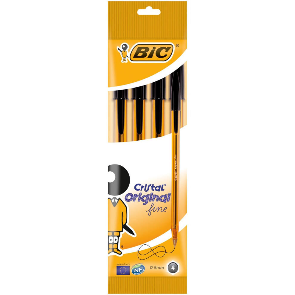 BIC Cristal Fine Ballpoint Pen Pack of 4 black