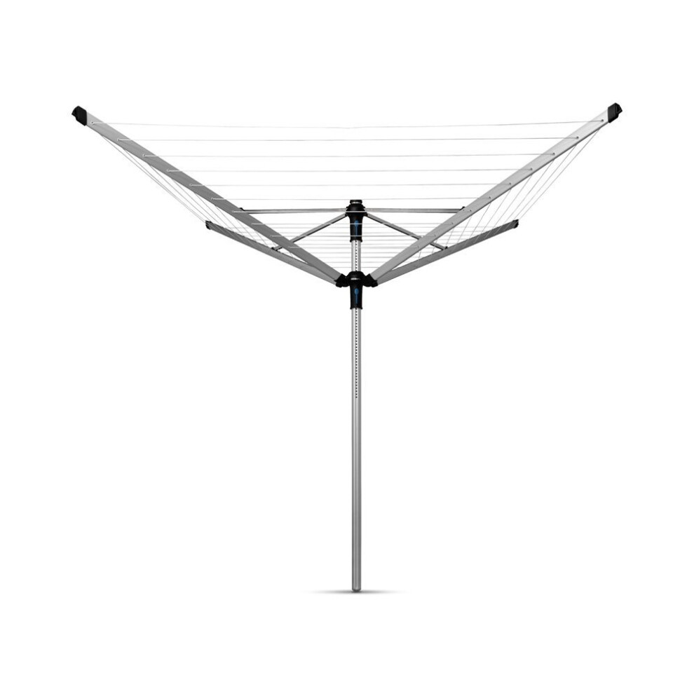 Brabantia Lift-O-Matic Rotary Clothes Airer with Metal Ground Spike, Peg Bag and Protective Cover - 50 m Soil Spear