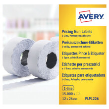 Avery PLP1226 Permanent Label Roll for PL1/8 1 Line Pricing Gun - White (26 x 12 mm, 1500 Labels Per Roll)