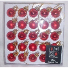 Pack of 25 RED Shiny and Matt Christmas Tree Baubles (PM98)