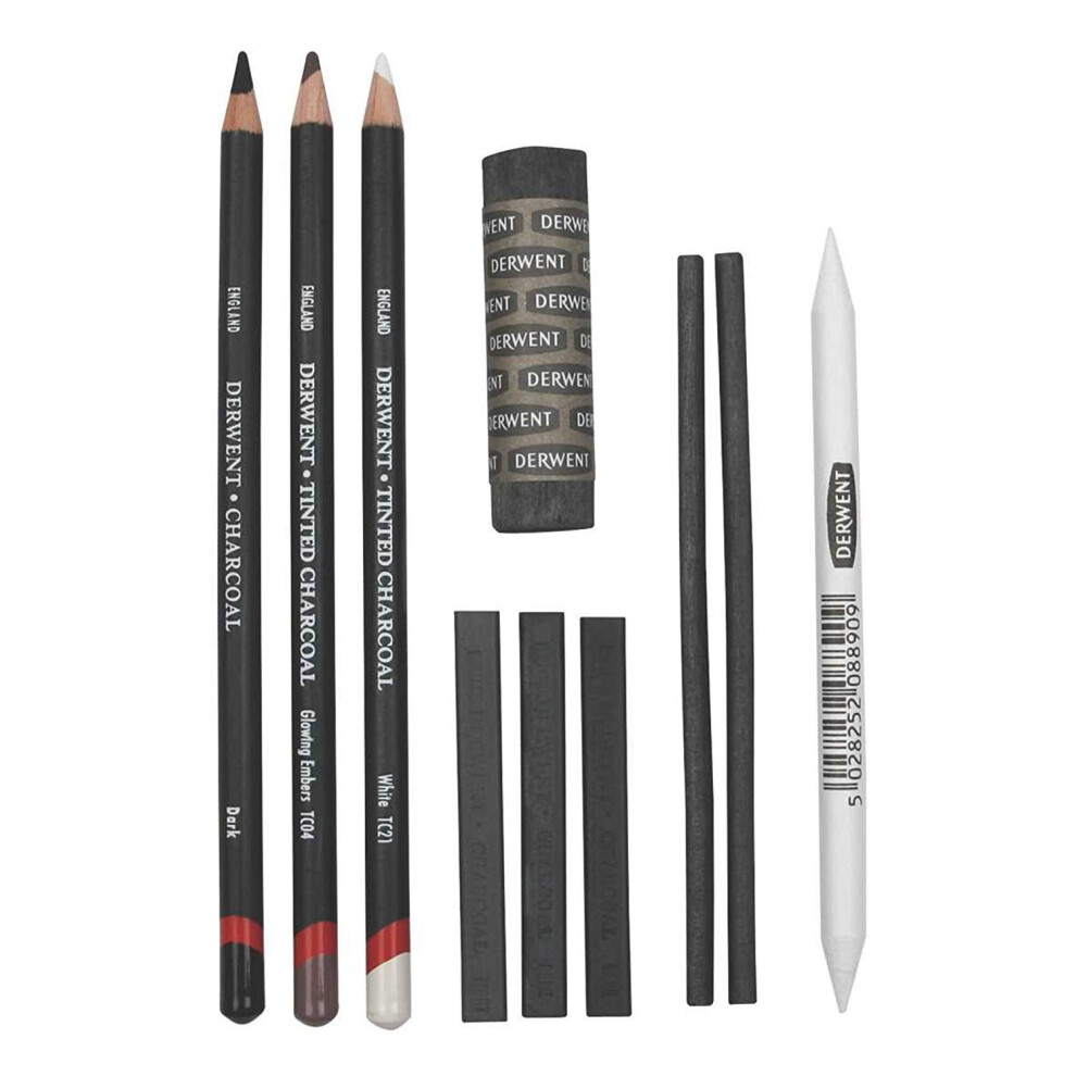 Derwent Charcoal Set Blister Pack Of Mixed Charcoal Media Orange/Lavender