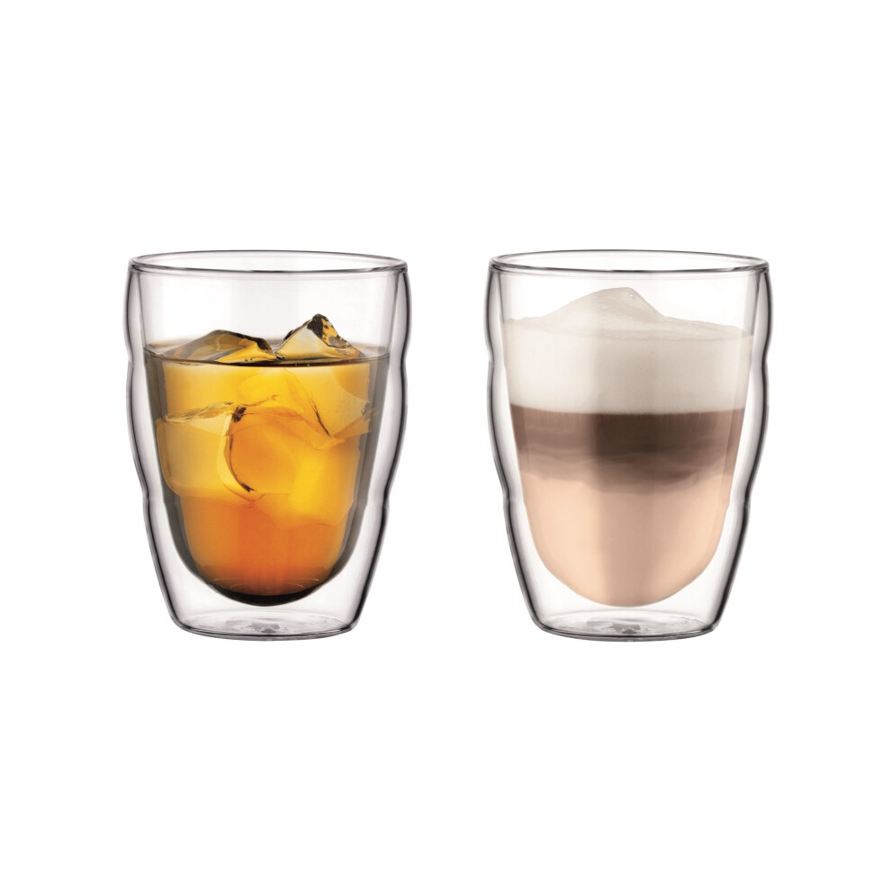 Bodum 10484-10 PILATUS  Glass Set (Double-Walled, Isolated, Dishwasher Safe, 0.25 L/8 oz) - Pack of 2, Transparent