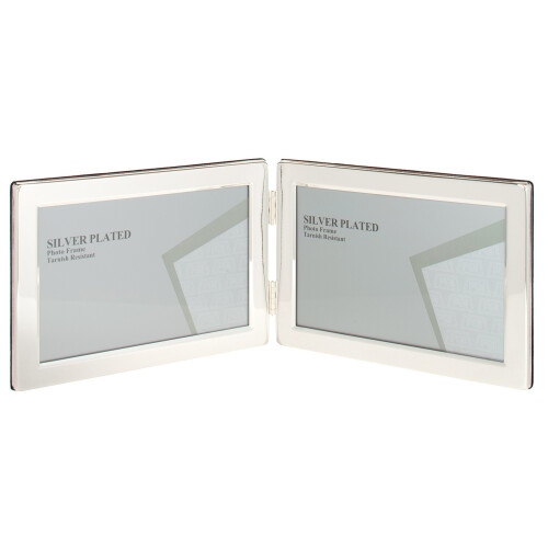 Unity 4 x 6-inch Landscape Double Photo Frame, Silver Plated