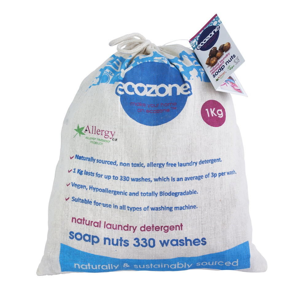 Ecozone Soap nuts - Indian Wash nuts â replaces laundry powder and detergents â great value 1kg bag â up to 330 washes