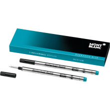 Montblanc Rollerball Refills (M) Barbados Blue 106932 – Refill Cartridge with a Medium Nib for Rollerball Pens – 2 x Blue Pen Refills