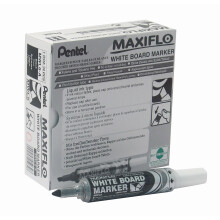 Pentel Maxiflo Dry Wipe Chisel Tip Marker - Black (Pack of 12)