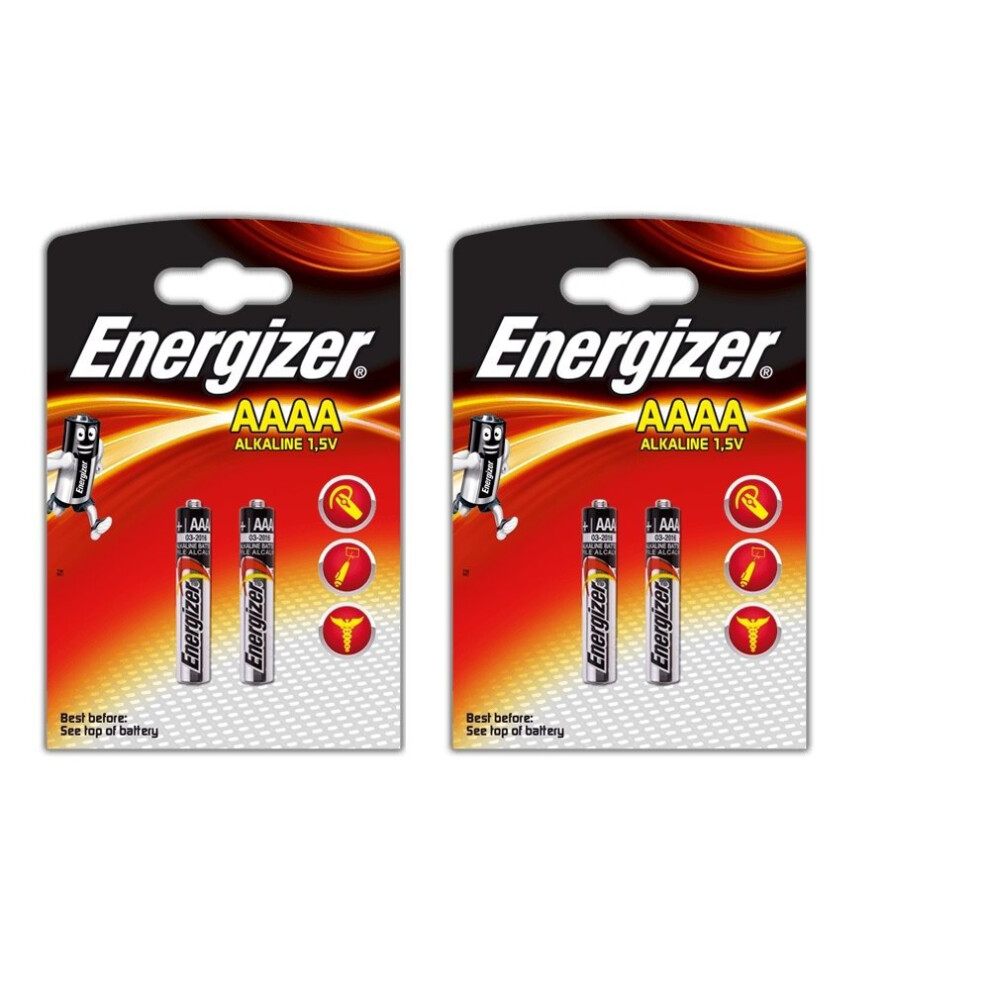 4Â x Energizer AAAA/E96/LR61Â Batteries Alkaline Battery, Long Shelf Life (Expiry Date Marked)