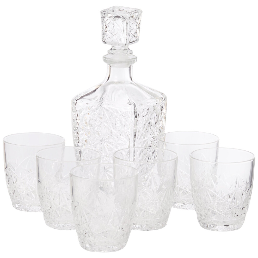 Bormioli Rocco Dedalo Glass Decanter 800 ml and 6 Glasses 260 ml 