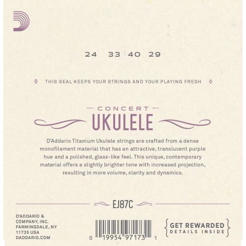D'Addario EJ87C Tytanowe struny do ukulele 1