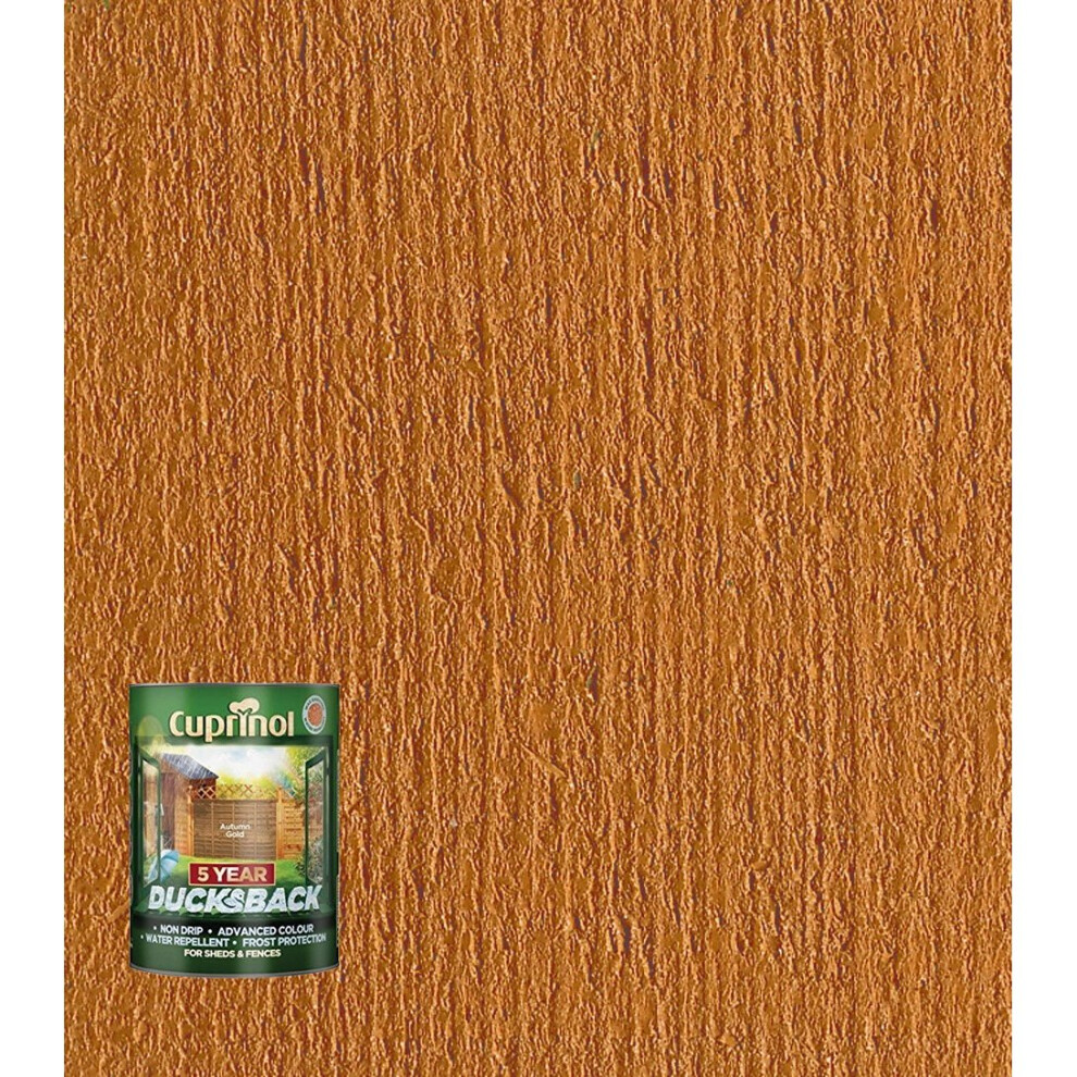 Cuprinol Ducksback 5 Year Waterproof for Sheds and Fences, 5 L - Autumn Gold