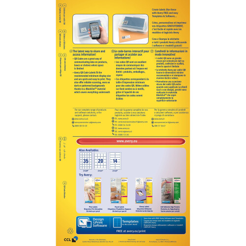 Avery Self-Adhesive Square Product/QR Code Labels, 35 Labels Per A4 Sheet 1