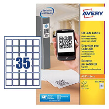 Avery Self-Adhesive Square Product/QR Code Labels, 35 Labels Per A4 Sheet