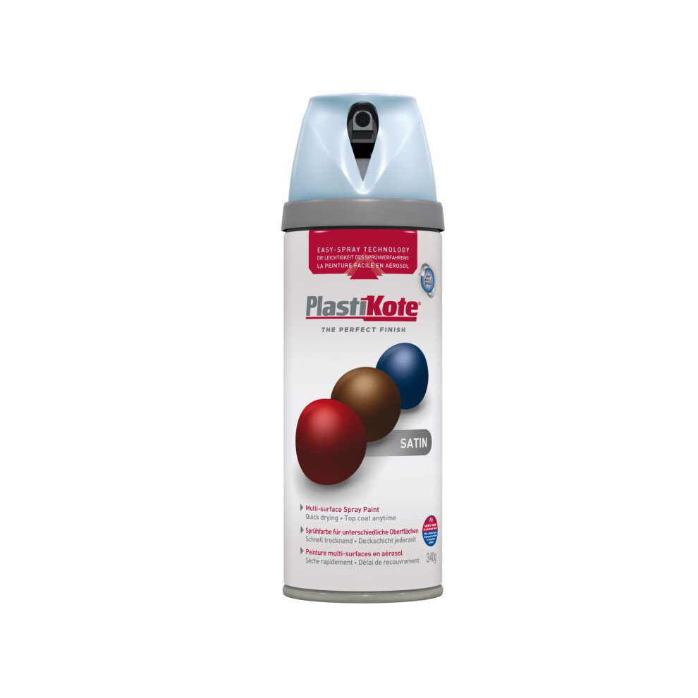 PKT22117 Plasti-kote Premium Satin Spray Paint Baby Blue 400ml - Quick-dry, Recoatable, Durable Finish