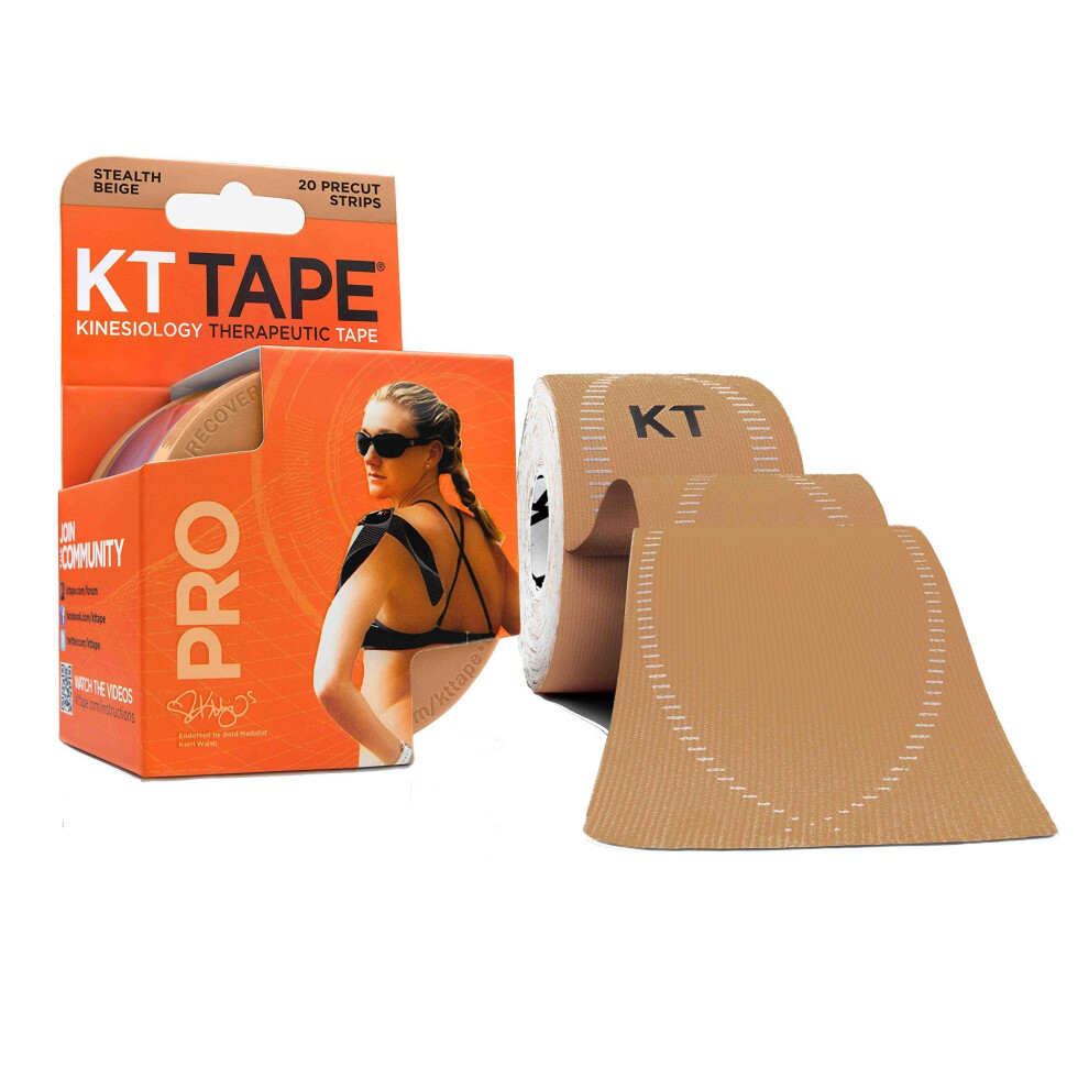 KT TAPE PRO, Pre-cut, 20 Strip, Synthetic, Stealth Beige