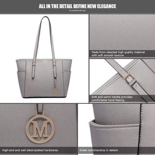 Miss Lulu (Light Grey 1642) Women's Adjustable PU Leather Shoulder Bag 1