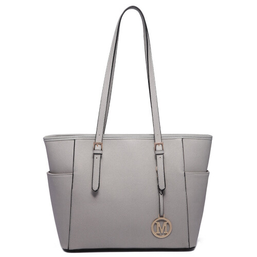 Miss Lulu (Light Grey 1642) Women's Adjustable PU Leather Shoulder Bag 2