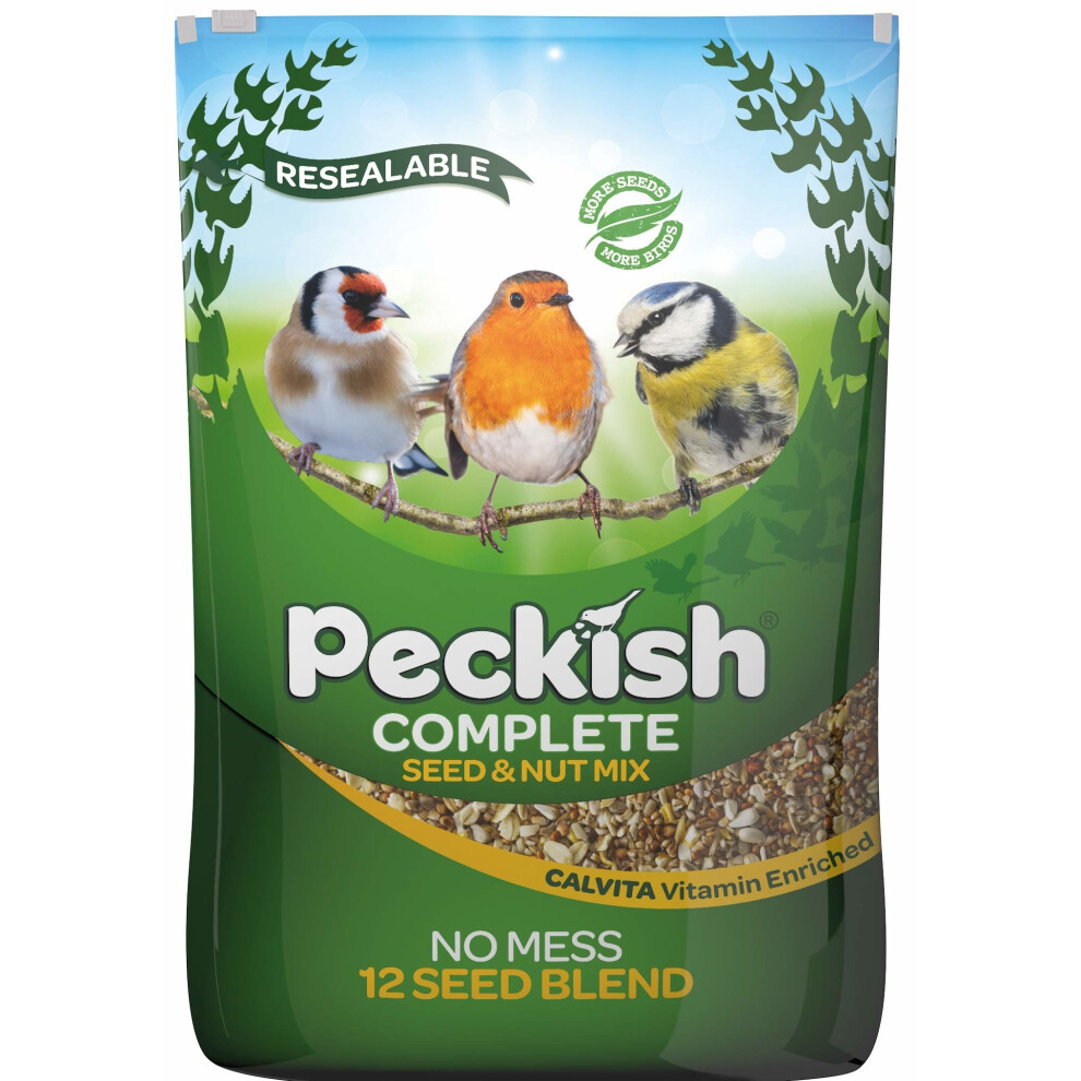 Peckish Complete All Season No Mess Wild Bird Seed Mix, 12.75 kg - Calvita Nutrient Blend, All Year, No Mess, for Seed Feeders or Ground - C-60050105