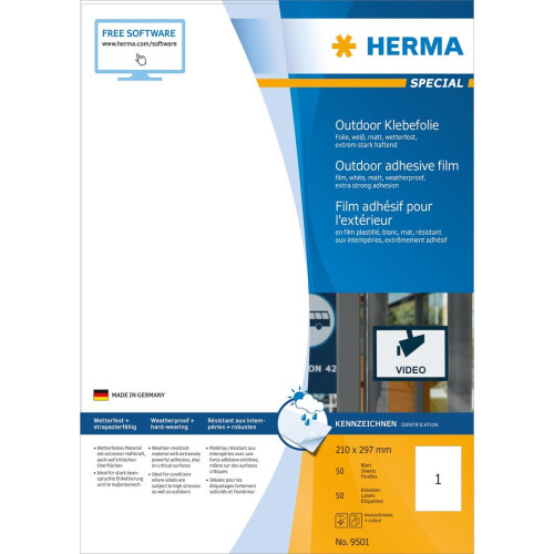 Etichette autoadesive - HERMA - 9501 - Plastica opaca - A4 - 10 unità - Resistenti alle intemperie 2