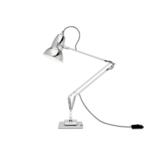 Anglepoise Anglepoise Original 1227 Desk Lamp - Bright Chrome with White/Black Cable Braid