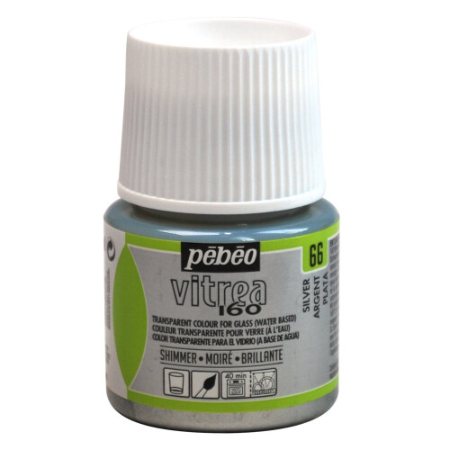 Glasfarbe - PEBEO - V160 - 45 ml - Perlmutt-Silber - Moiréeffekt