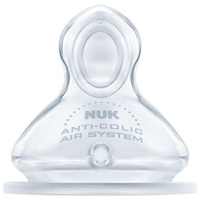 Nuk First Choice Anti-Colic Latex Teat Size 1 (0-6 Months) 2-Pack Orthodontic Nuk Shape Bisphenol-A Free