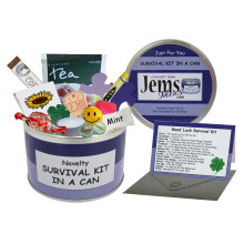 Good Luck Survival Kit In A Can. Humorous Novelty Fun Gift - Present & Card All In One. New Job, Leaving, Emigrating, Moving Away etc. Customise...