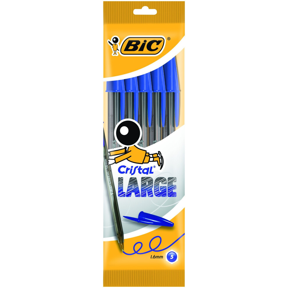 Bic Cristal Large Ballpoint Pen (Pack of 5) blue