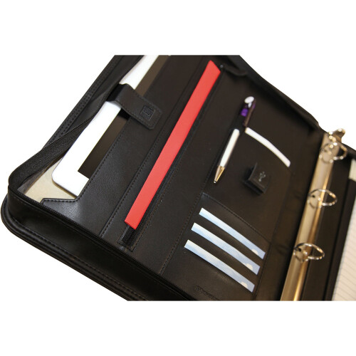 Monolith A4 Leather Conference Folder Zipped - Black 2
