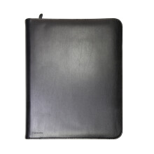 Monolith A4 Leather Conference Folder Zipped - Black