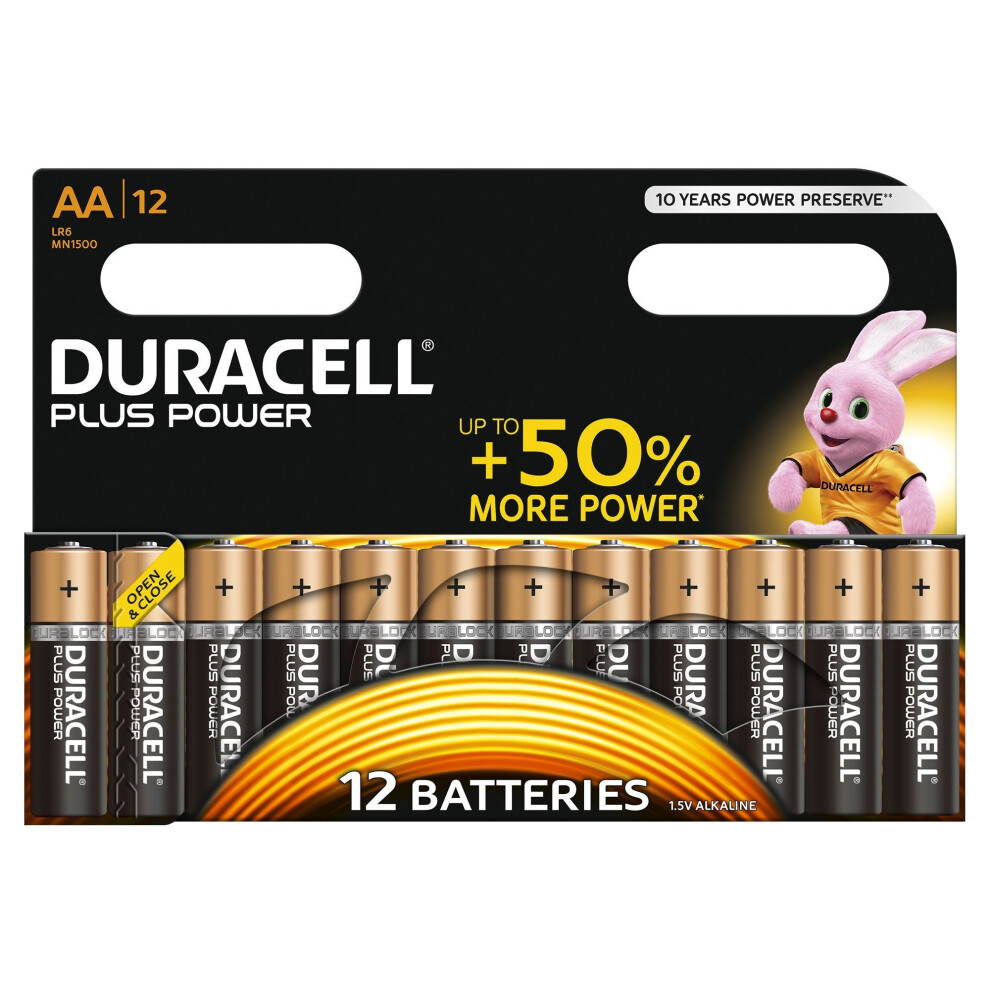 Duracell MN1500 Plus Power AA Size Batteries-Pack of 12