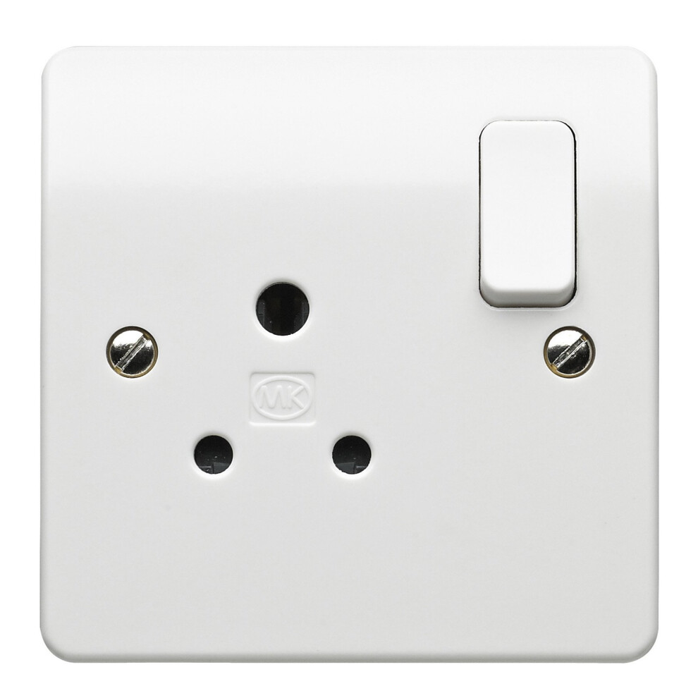 MK K2891WHI 5 amp 1-Gang Round-Pin Switch Socket