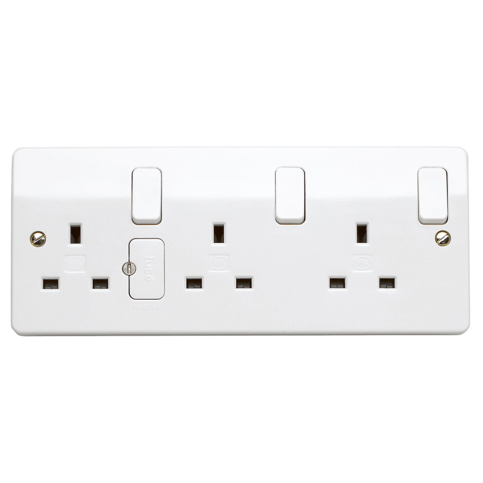 Mk K2737whi 13 Amp 3-Gang Double-Pole Switch Socket 5017490222978