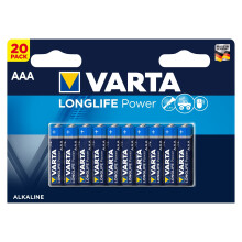 Varta Longlife Power AAA Alkaline Batteries LR03 - Pack of 20 - Packaging May Vary