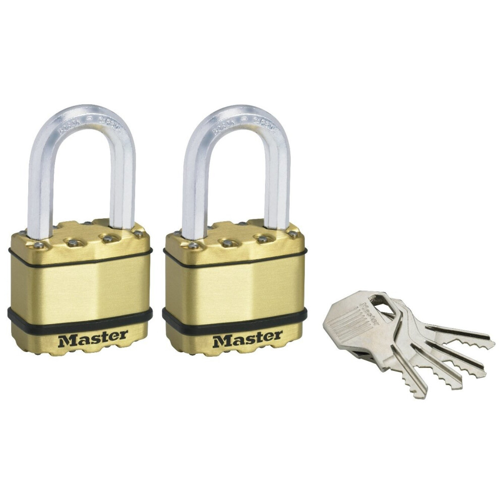 Master Lock Padlock, Excell® Laminated Steel Padlock, Brass Finish, High Security Lock, Keyed Lock, Best Used for Storage Units, Sheds, Garages,...