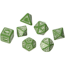 Q-Workshop Elven SELV14 Dice Set for RPG, Green & White