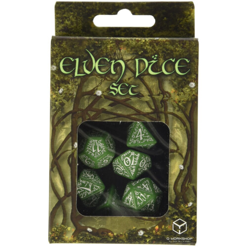 Q-Workshop Elven SELV14 Dice Set for RPG, Green & White 1