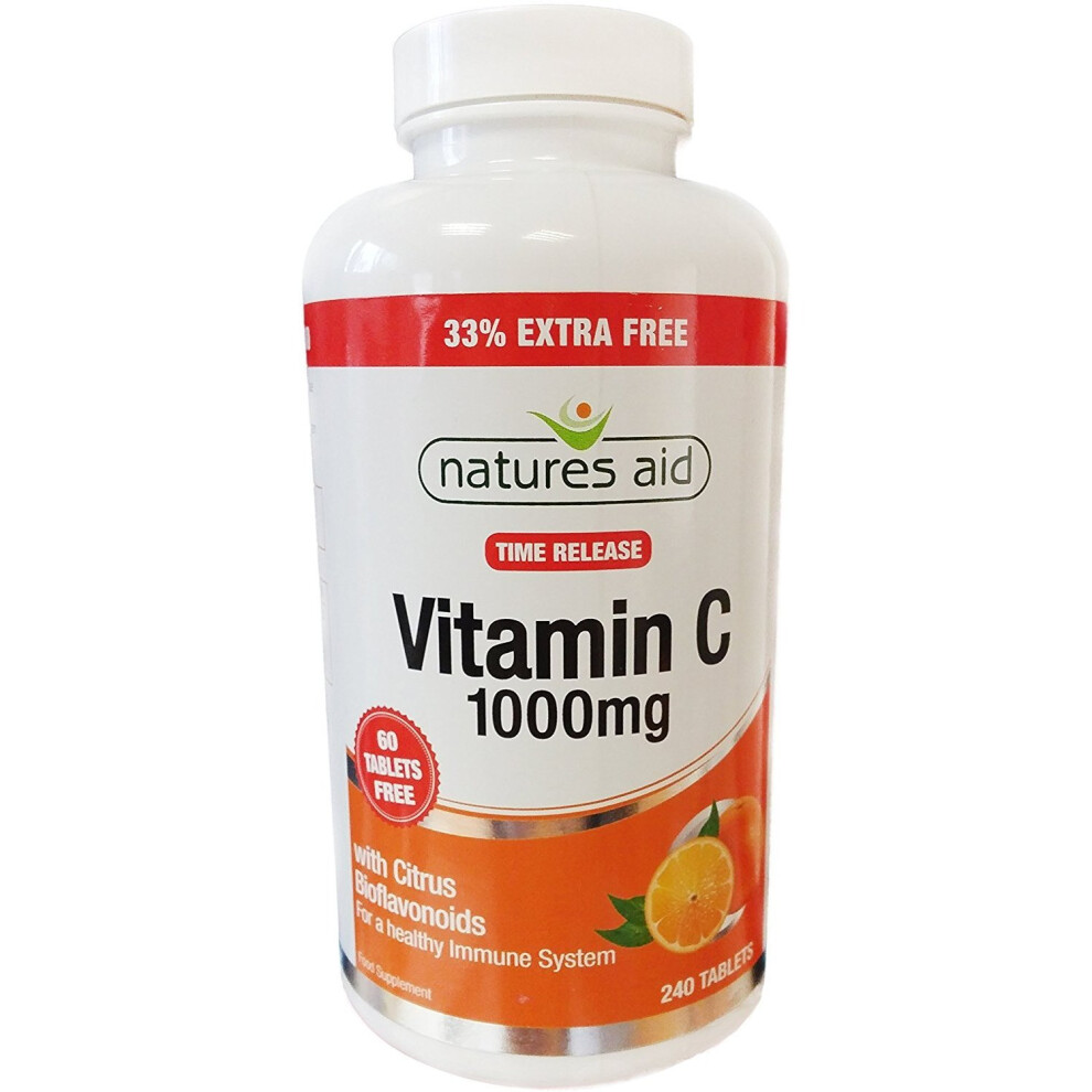 Natures Aid Vitamin C Time Release, 1000mg, 240 Tablets - 33% Extra Free