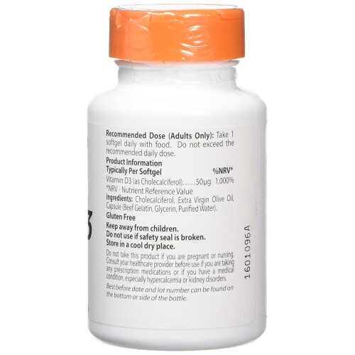 Doctor's Best, Vitamin D3, 50 mcg (2.000 IE), 180 Softgels 2