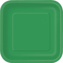 23cm Square Emerald Green Party Plates, Pack of 14