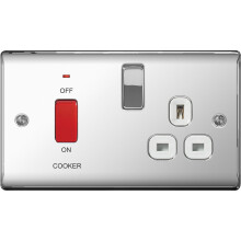 NEXUS METAL POLISHED CHROME 45A COOKER CONTROL UNIT WITH SWITCHED 13A POWER SOCKET, INCLUDES POWER I
