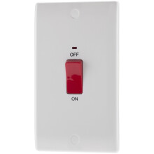 BG Electrical 872 45amp Single Switch with Power Indicator Large Plate - White