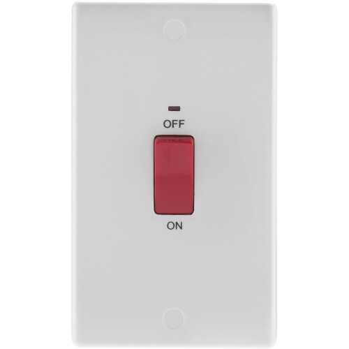 BG Electrical 872 45amp Single Switch with Power Indicator Large Plate - White 2