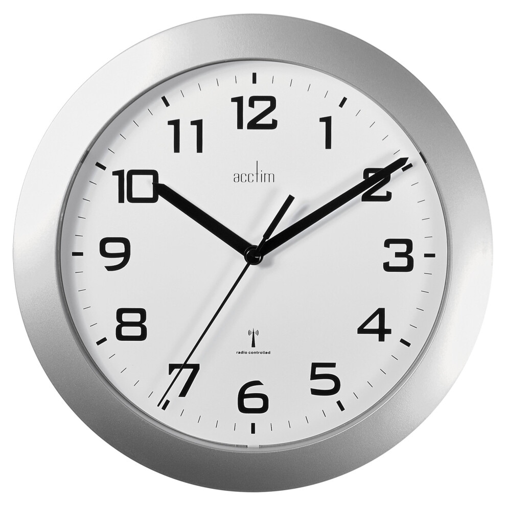 Acctim 74367 Peron Radio Controlled Wall Clock, Silver