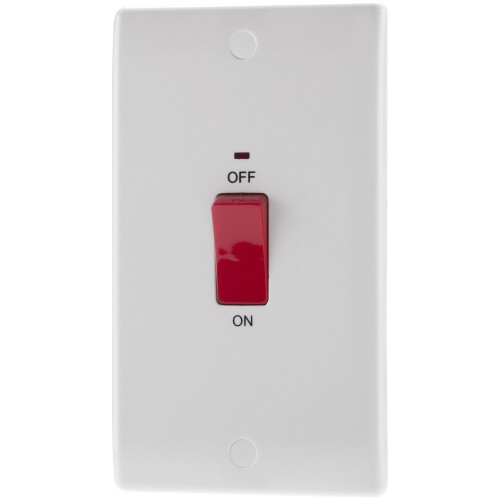 BG Electrical 872 45amp Single Switch with Power Indicator Large Plate - White 1