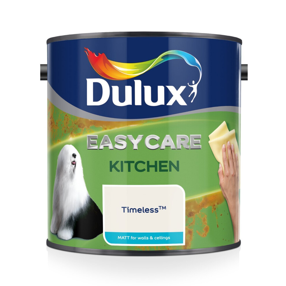 Dulux Easycare Kitchen Matt Paint Timeless 2.5 Litre C-500000 Greaseproof, washable, matt finish (two coats)