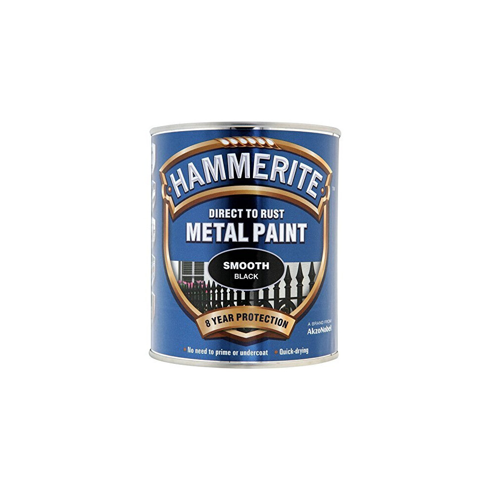 Hammerite 5092966 750ml Direct To Rust Metal Paint Smooth - Black