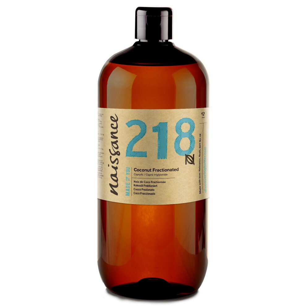 Naissance Fractionated Coconut (#218) 1 Litre - Pure, Natural, Cruelty Free, Vegan - Moisturising & Hydrating - Ideal For Aromatherapy, Massage And...